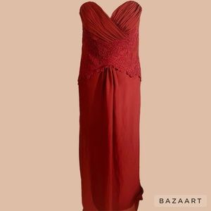 Sz 10 Red Lace & Chiffon formal Dress by Jordan designs